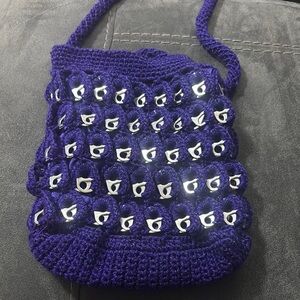 Purple Crochet Pop Tab Shoulder Bag Handmade Recycled Soda Can Purse‎